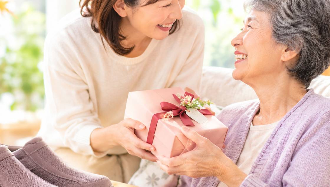敬老の日のプレゼントとして靴を贈るイメージ